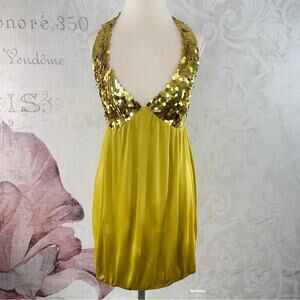 Arden B sequin bodice balloon hem Gold yellow color Size Small